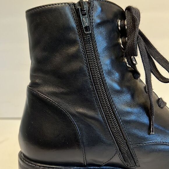 Napoleoni Black Leather Combat Moto Boots Size 37 - Picture 13 of 15